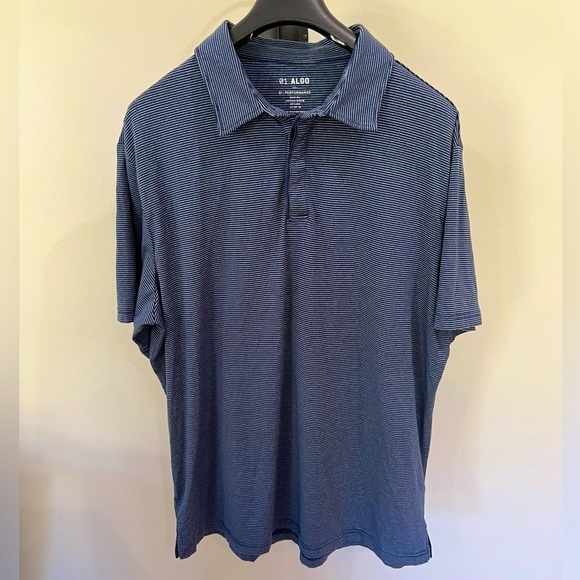 0.1 Algo men’s blue and gray striped short sleeve polo golf shirt size XXL - Picture 2 of 5